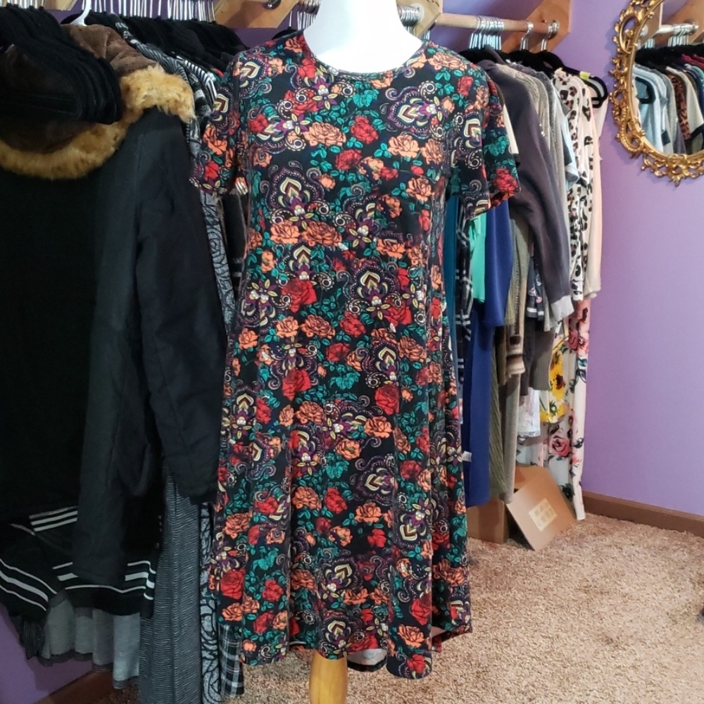 Lularoe Carly Swing Dress leggings material Medium